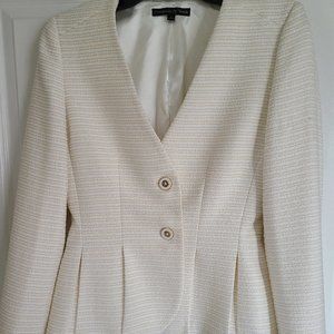 Preston & York, White/Beige Shimmer Peplum Blazer, Size 6